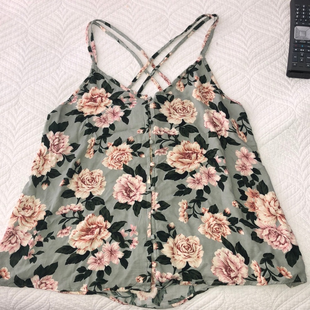 AEO green floral top